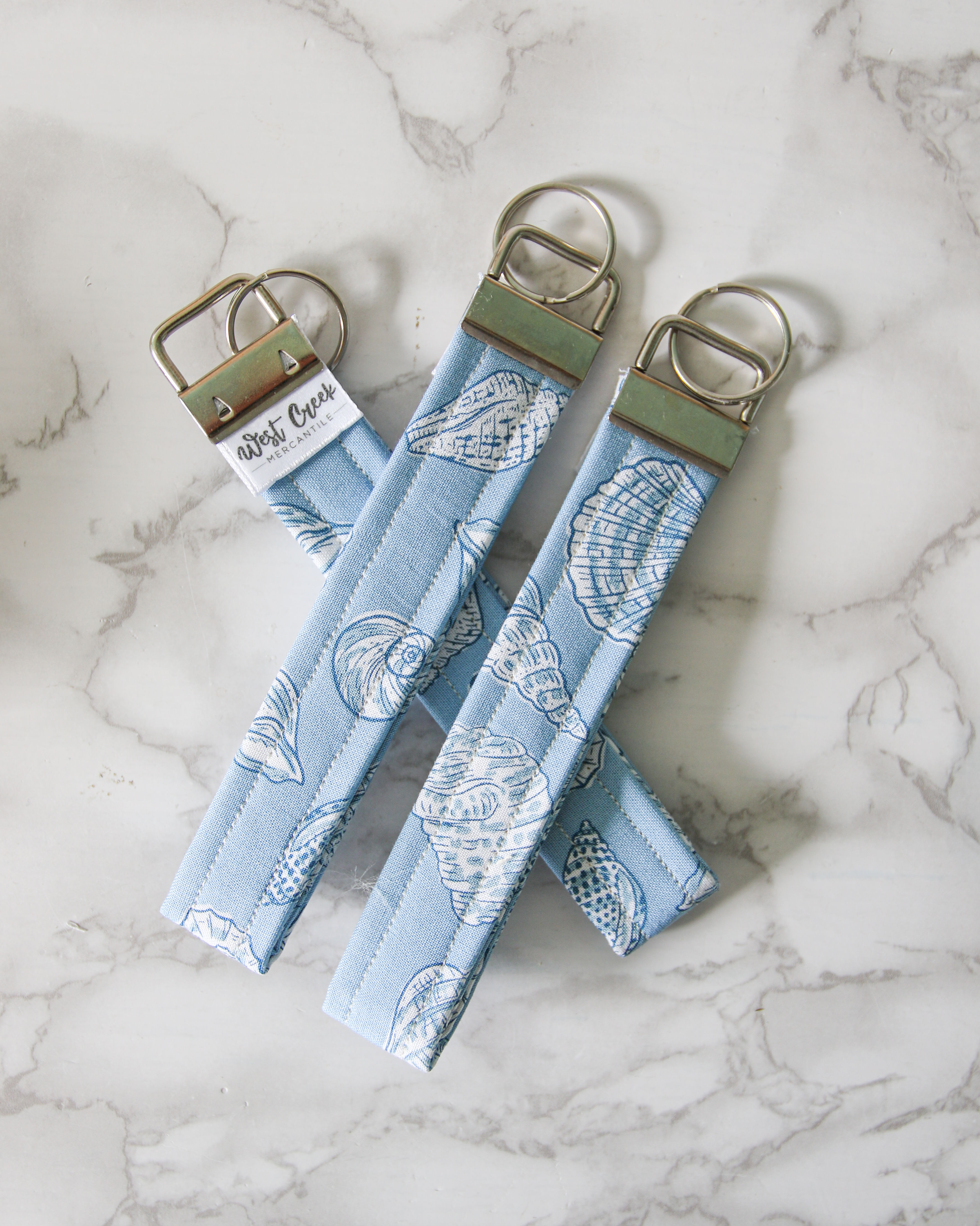 Fabric Wristlet Keychain - Seashells