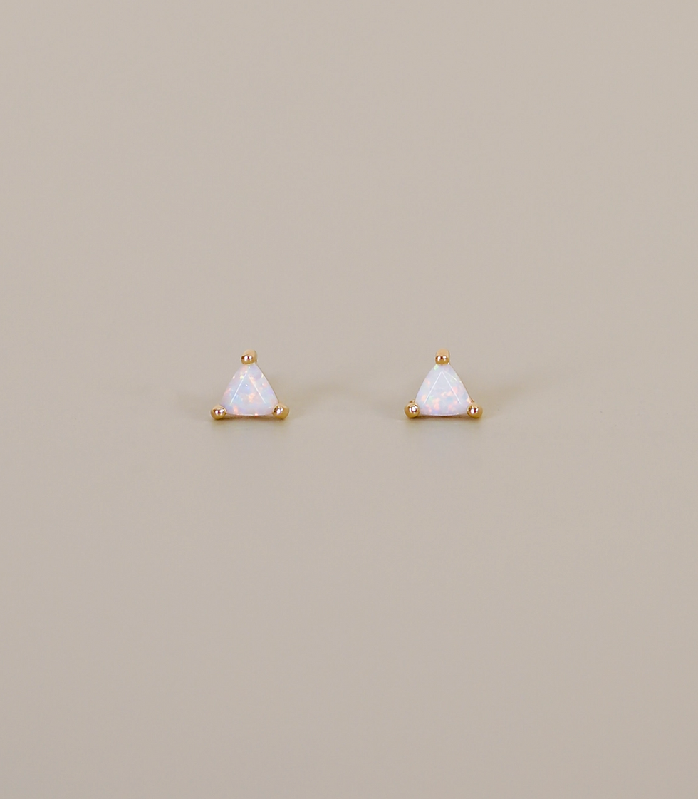 Thumbnail: JaxKelly Mini Energy Gem - White Opal - Gold Earrings