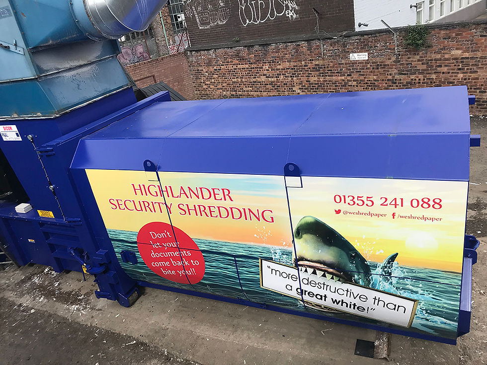 Highlander branded auto alert compactor for paper recycling contract operations