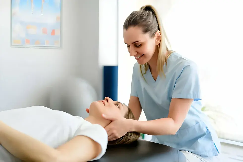 A healthcare professional performing a treatment