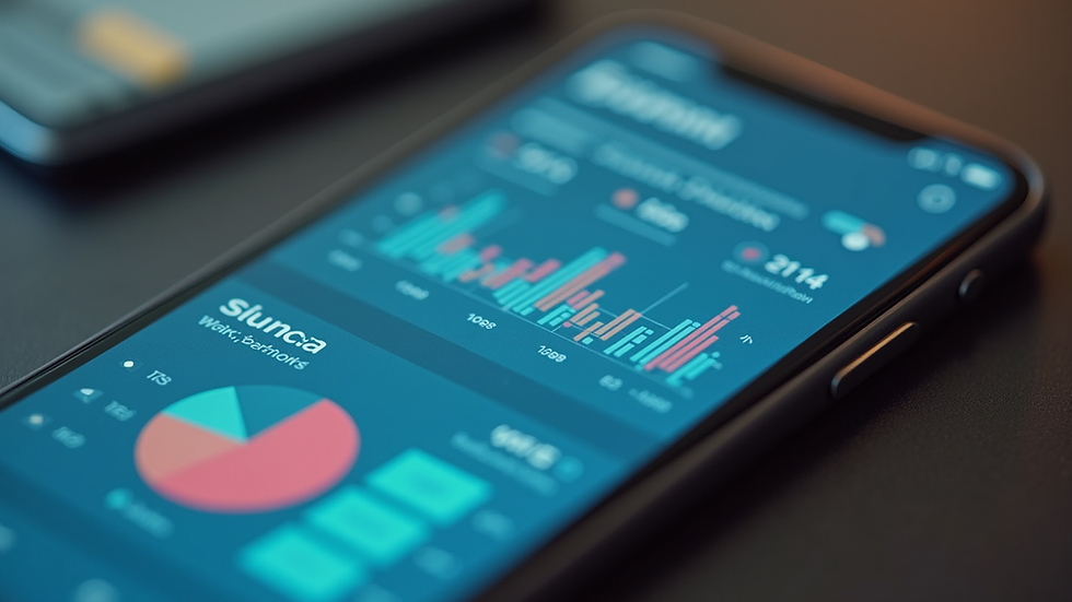 Close-up view of a smartphone displaying a business dashboard