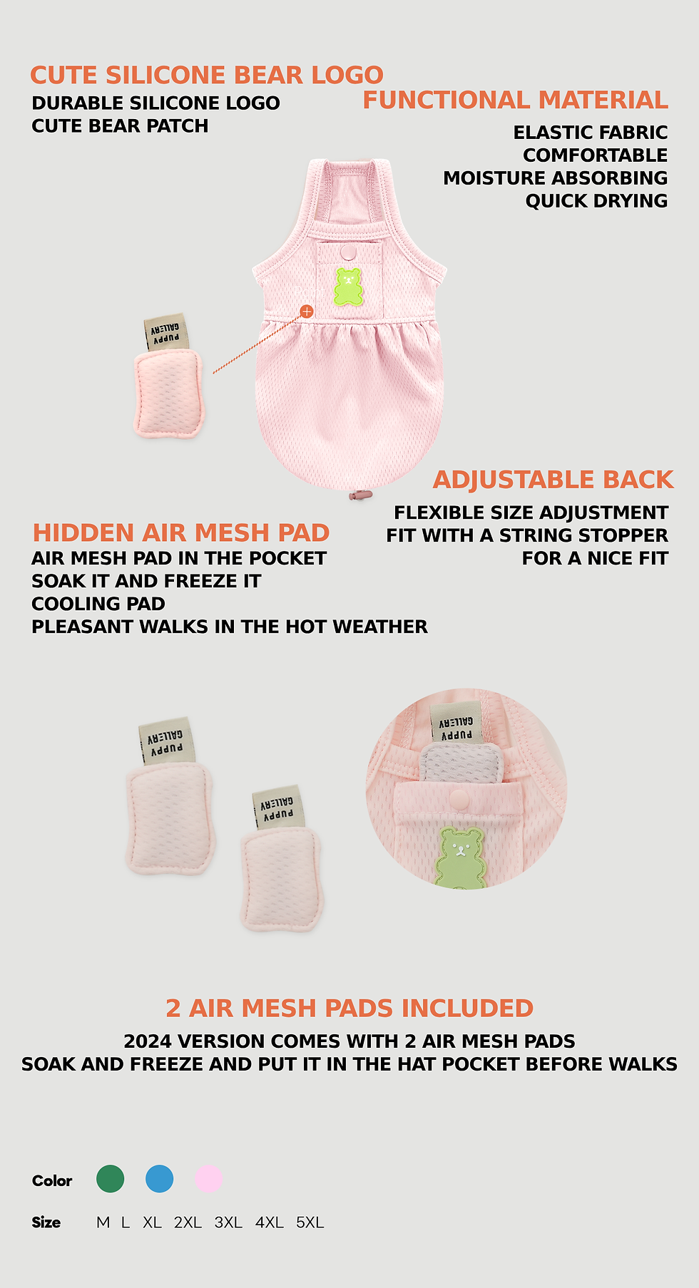 Thumbnail: Puppy Gallery Jelly Bear Tank Top Baby Pink