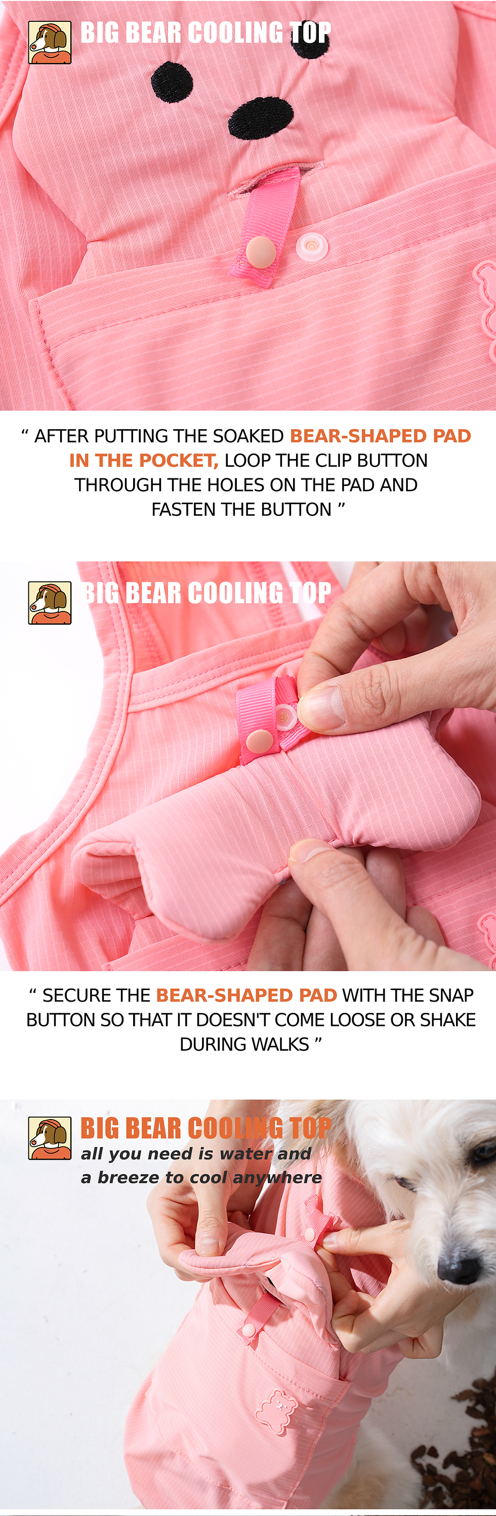 Thumbnail: Puppy Gallery Bear Cooling T-shirt Pink