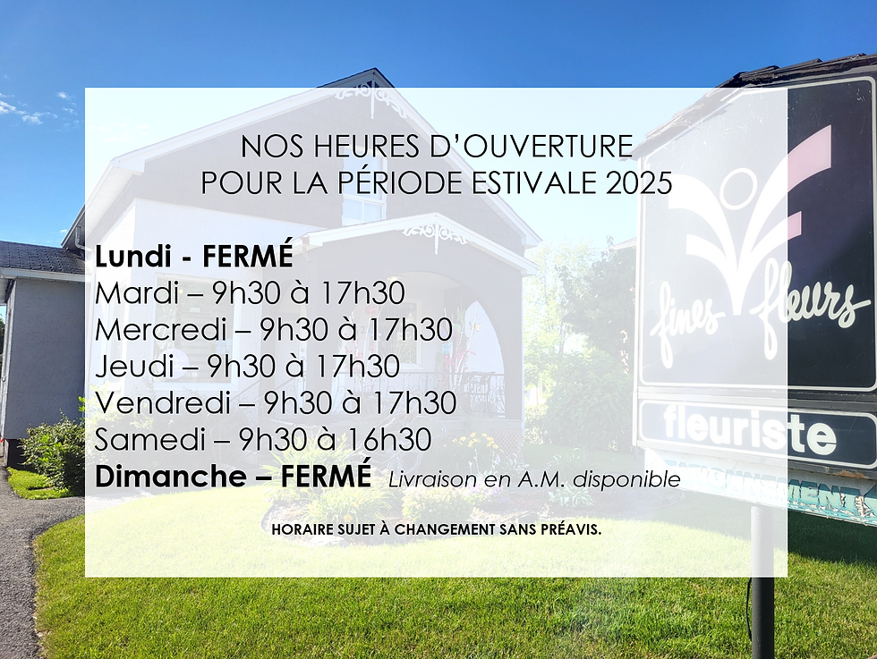 Horaire période estivale