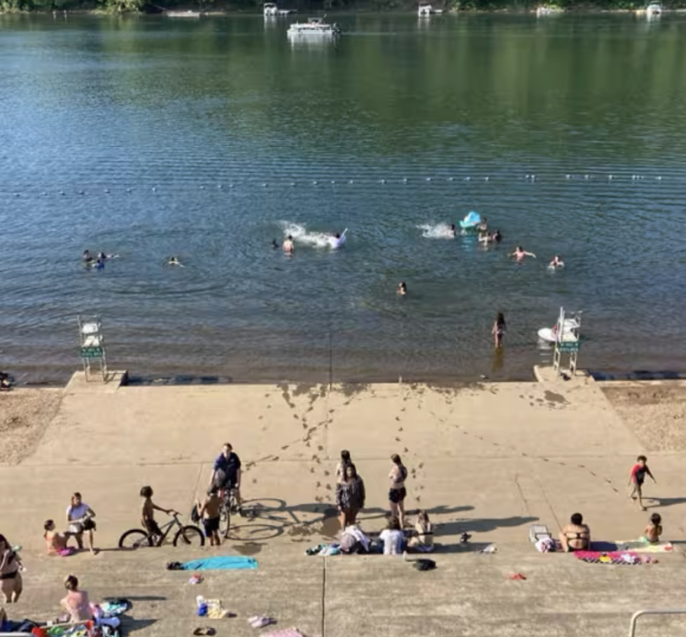 Beach swimming area view