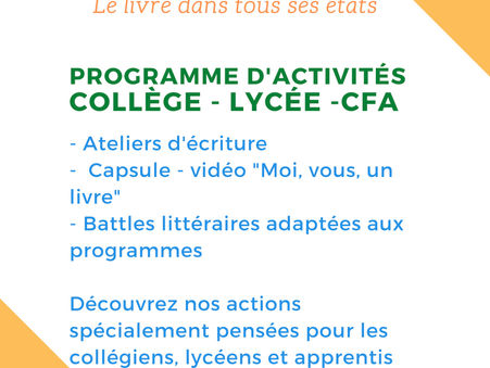 Programme d'actions à destination des collégiens, lycéens, apprentis