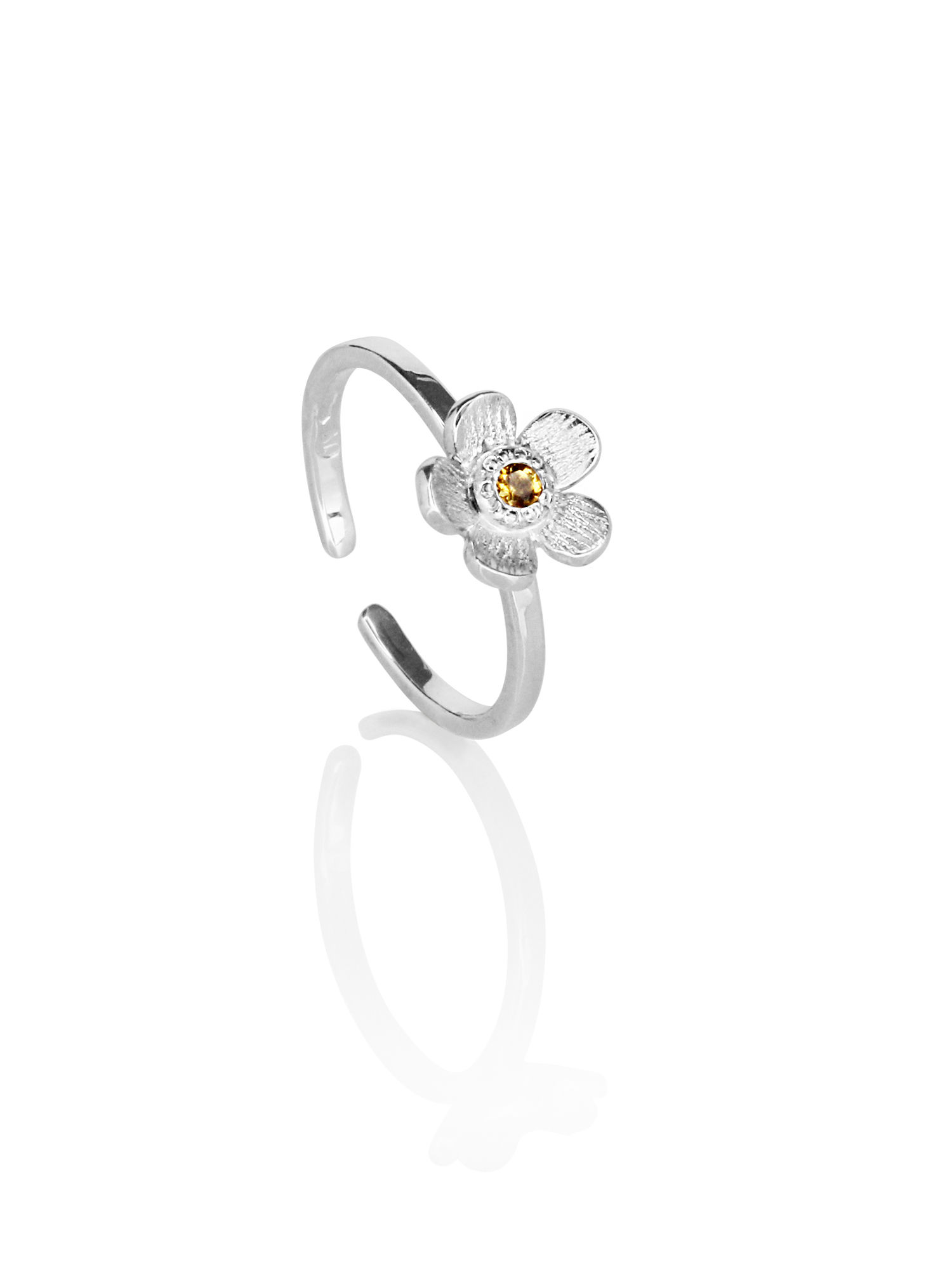 handmade silver ring with citrine gemstone jewelry gap ring