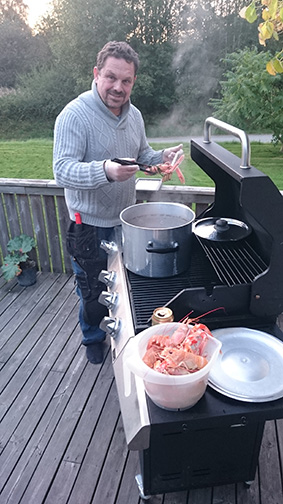 Carl is cooking