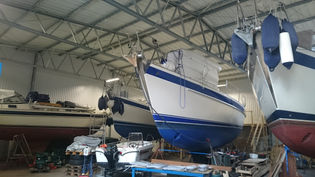 Some boats are in for a full refit while others are in just for some maintenance work like these boa