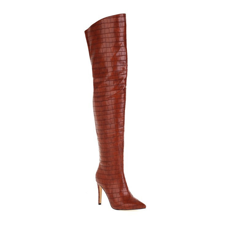 Thumbnail: Pointed back zip high-top over-the-knee boots