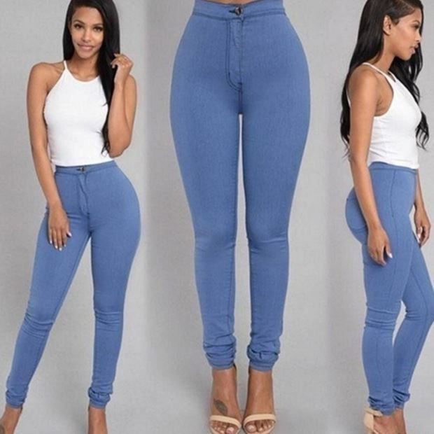 Thumbnail: Fashion elastic jeans women leggings ladies
