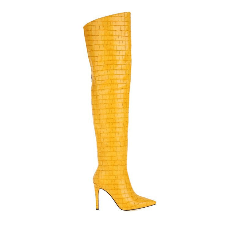 Thumbnail: Pointed back zip high-top over-the-knee boots