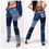 Thumbnail: High Elastic Stitching Raw Edge Women's Straight-leg Jeans