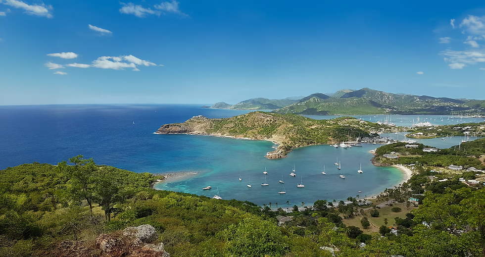 Antigua - view of Jolly Harbour from Shirley's Heights