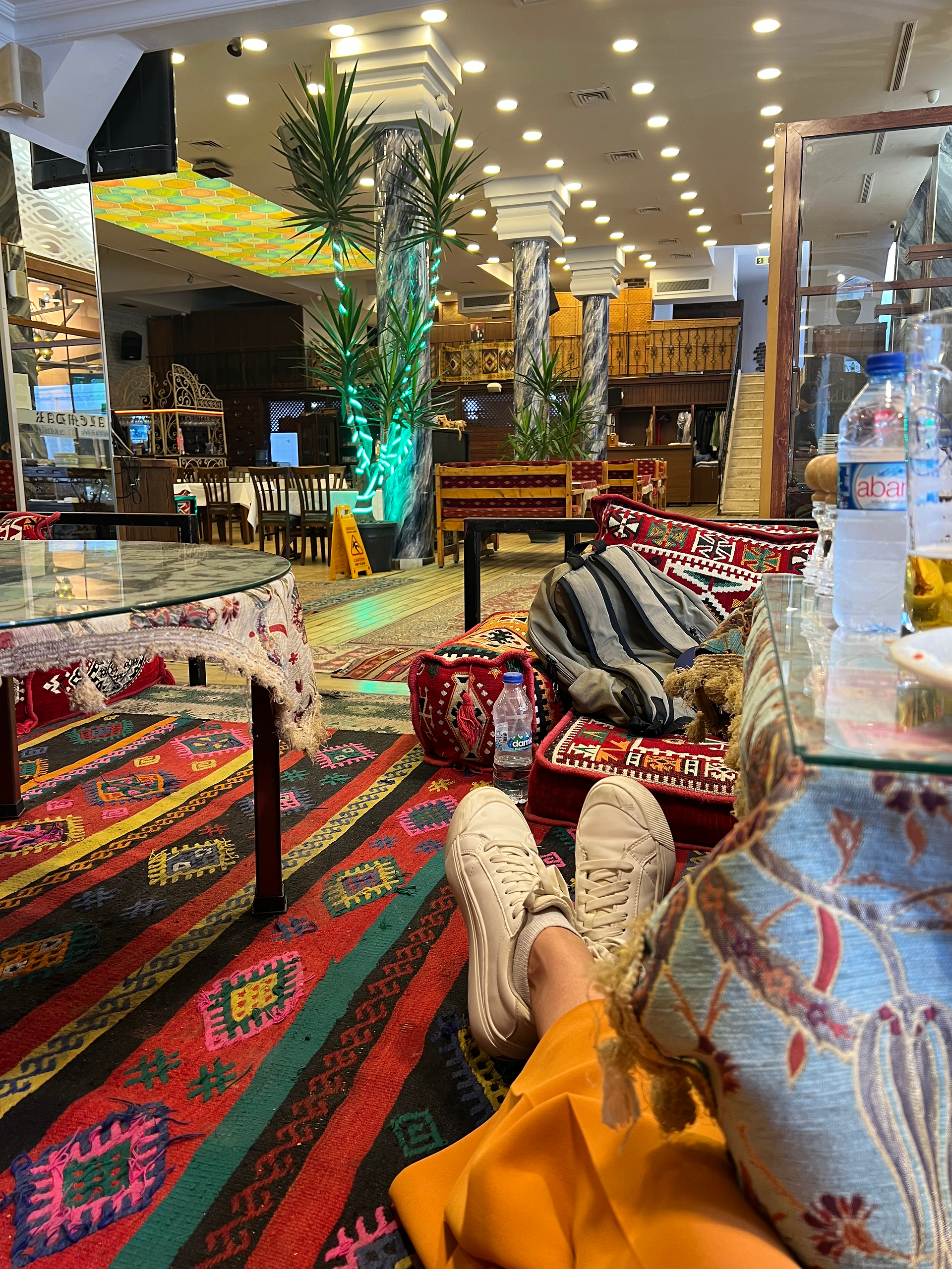 sitting on floor in restaurant in turkey