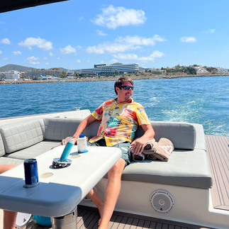 man on boat in baeleric sea