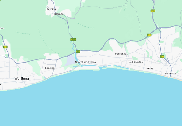 Service area map showing flooring installation and supply coverage by Village Flooring Brighton LTD across Brighton, Hove, Wo