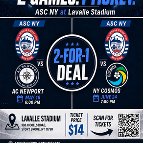ASC NY Announces 2-for-1 Ticket Promotion at LaValle Stadium