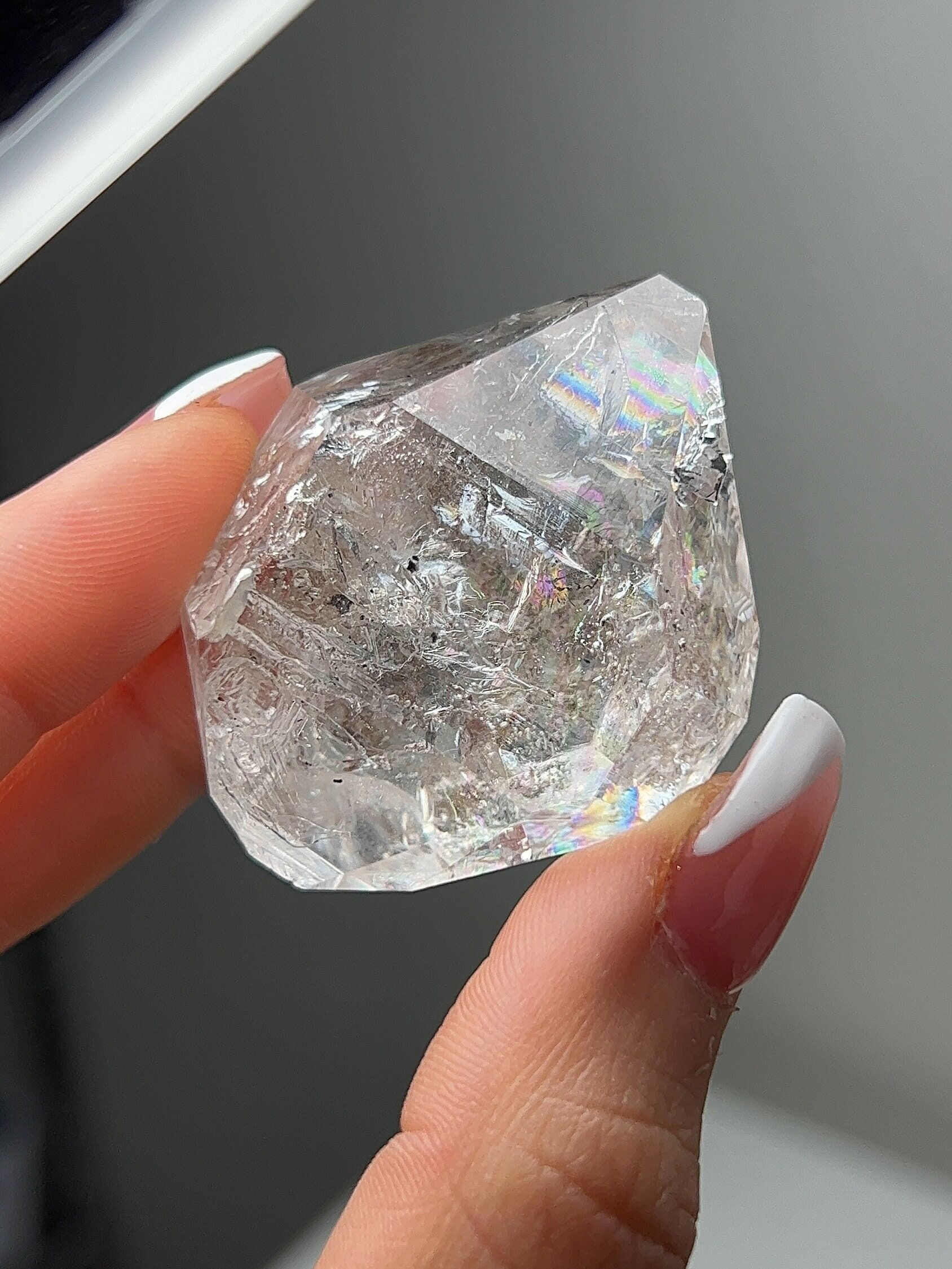 Double Terminated Herkimer Diamond with Rainbows #2B