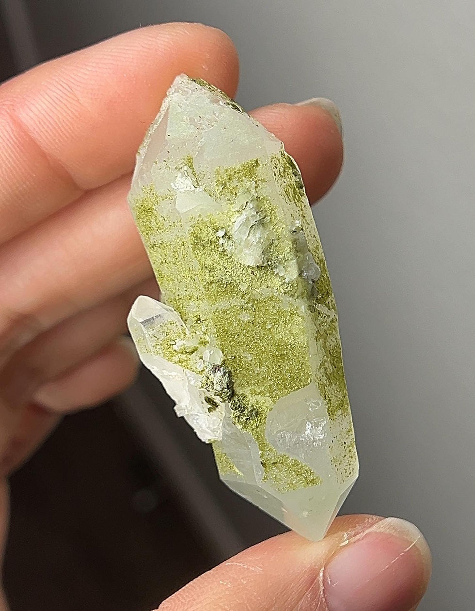 Thumbnail: Epidote Quartz #6 - Extra Grade, Polished Quartz Point with Green Epidote