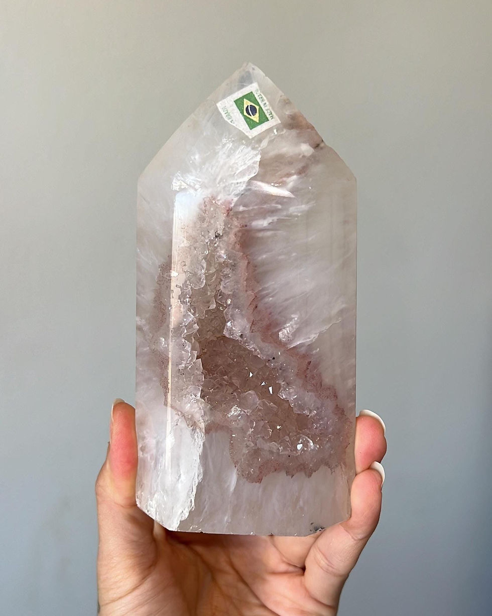 Thumbnail: Pink Crystal Amethyst with Agate Geode Tower