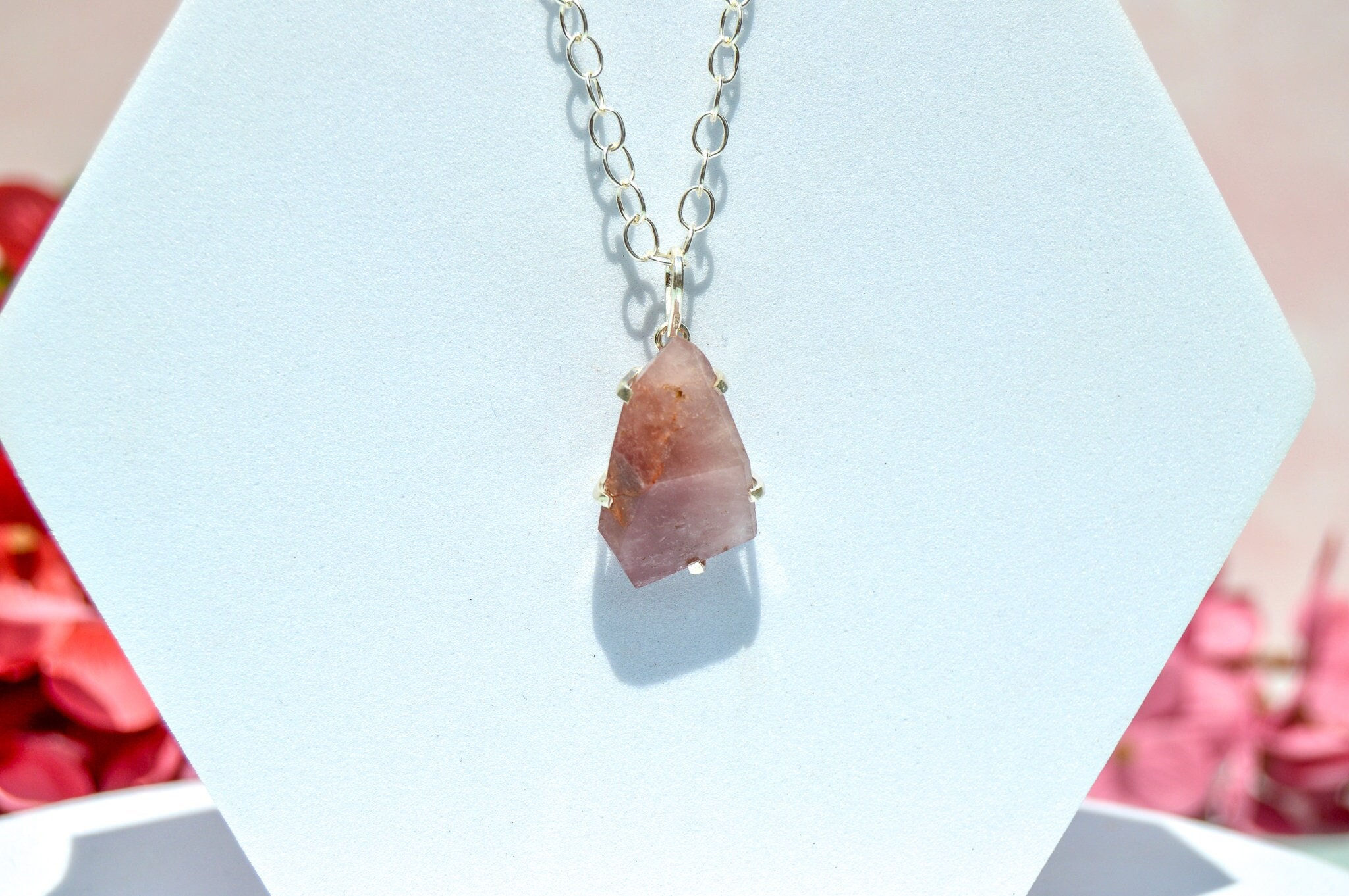 Pink Lithium Quartz Pendant - J