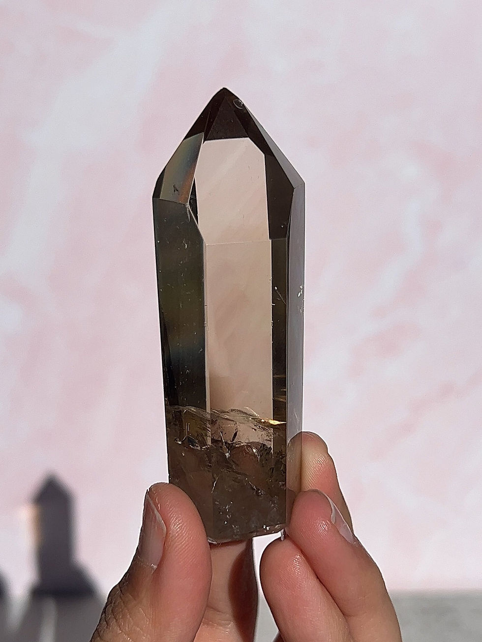 Super Clear and Tall Natural Smokey Citrine Tower with Phantoms from Brazil #9A