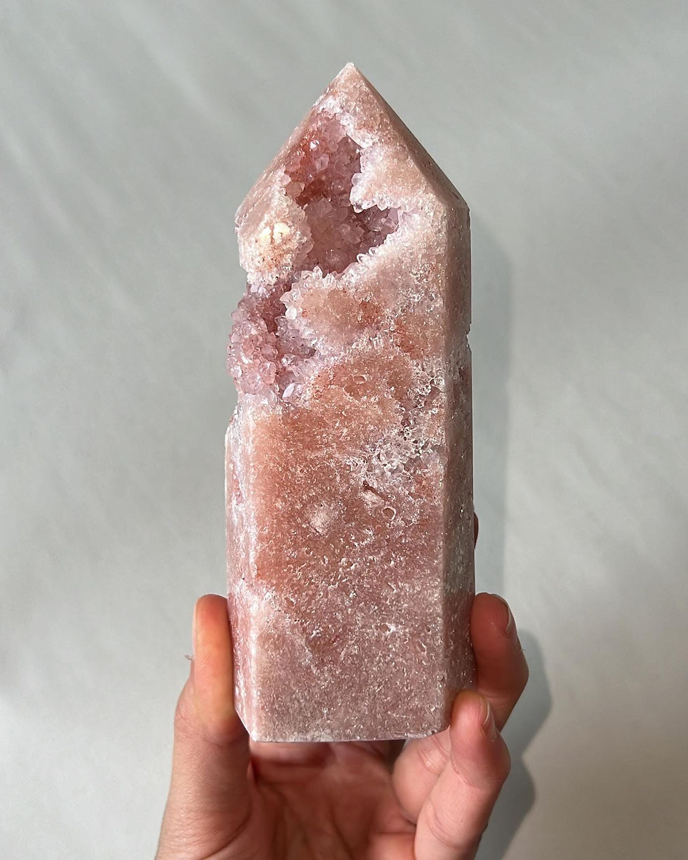 Thumbnail: Pink Amethyst Tower with Crystal Druzy #8A - Extra Grade, Polished Amethyst