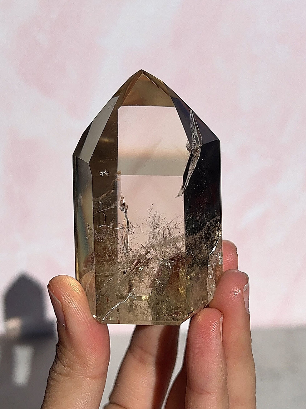 High Quality Natural Citrine Tower with Phantoms from Brazil #4A