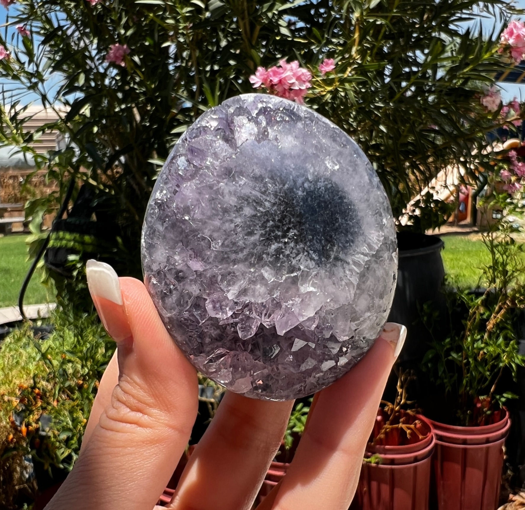 Purple Amethyst Palm Stone