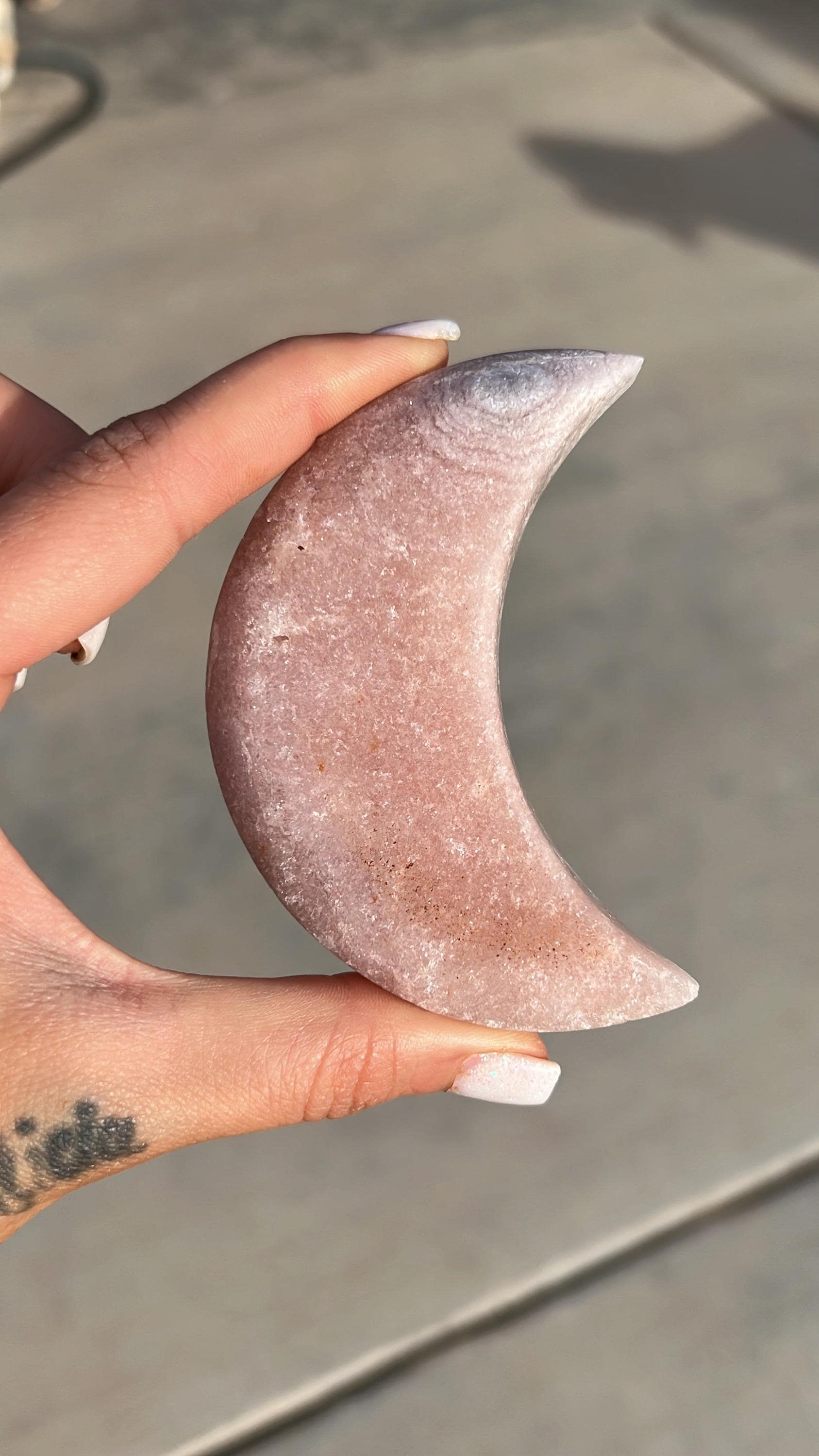 Lush Baby Pink Amethyst Moon Carving #2B
