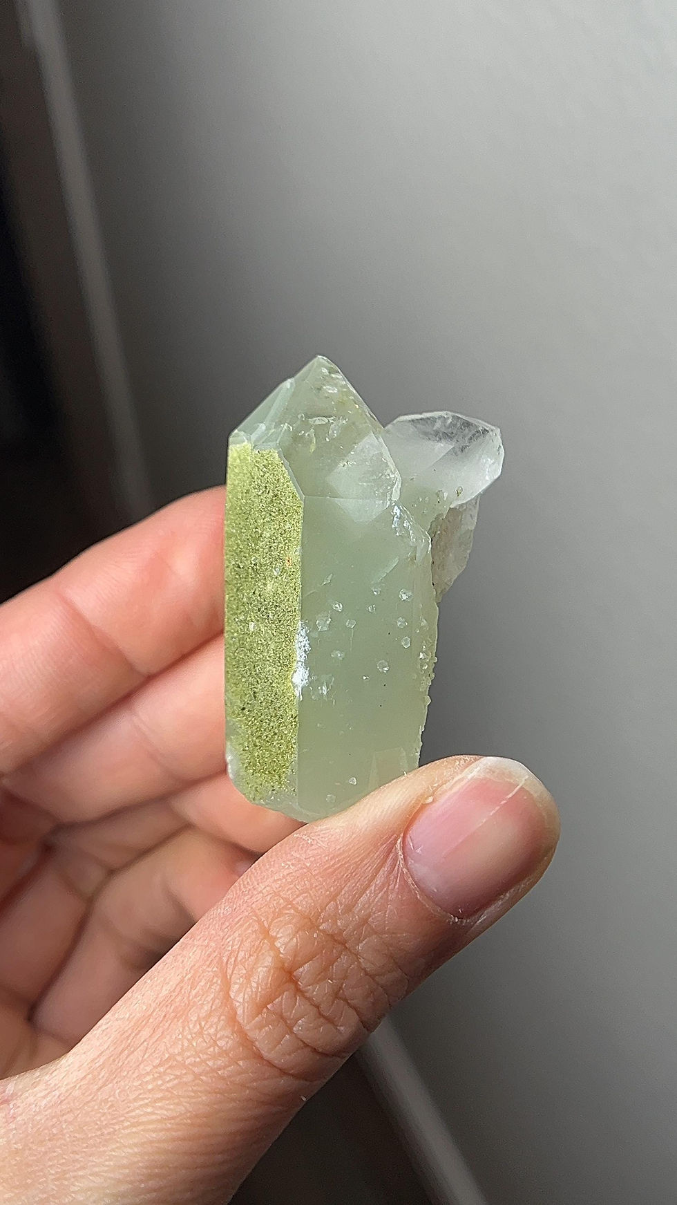 Thumbnail: Extra Sparkly Epidote Quartz #3 - Extra Grade, Polished Quartz Point with Green