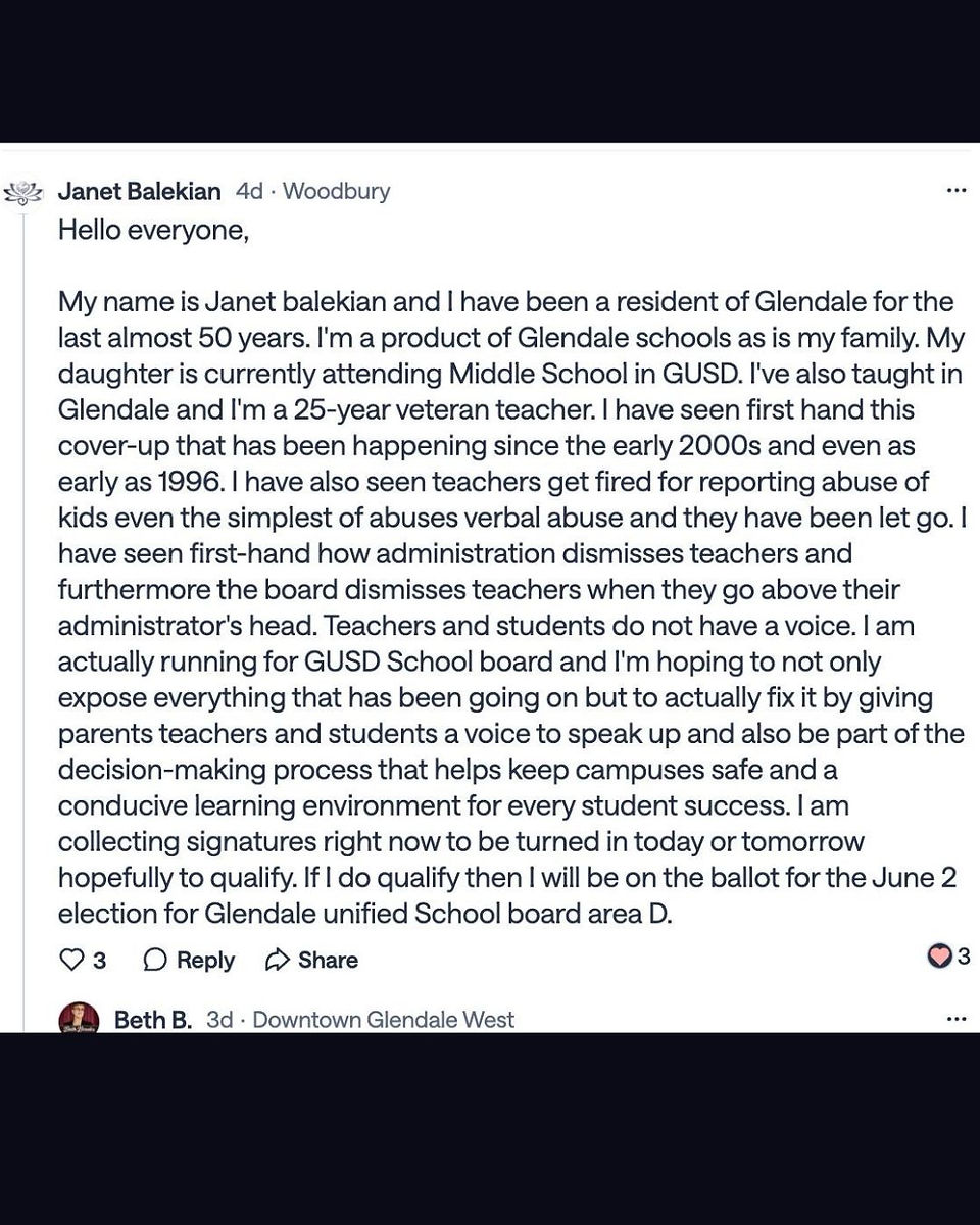 Janet Balekian facebook post