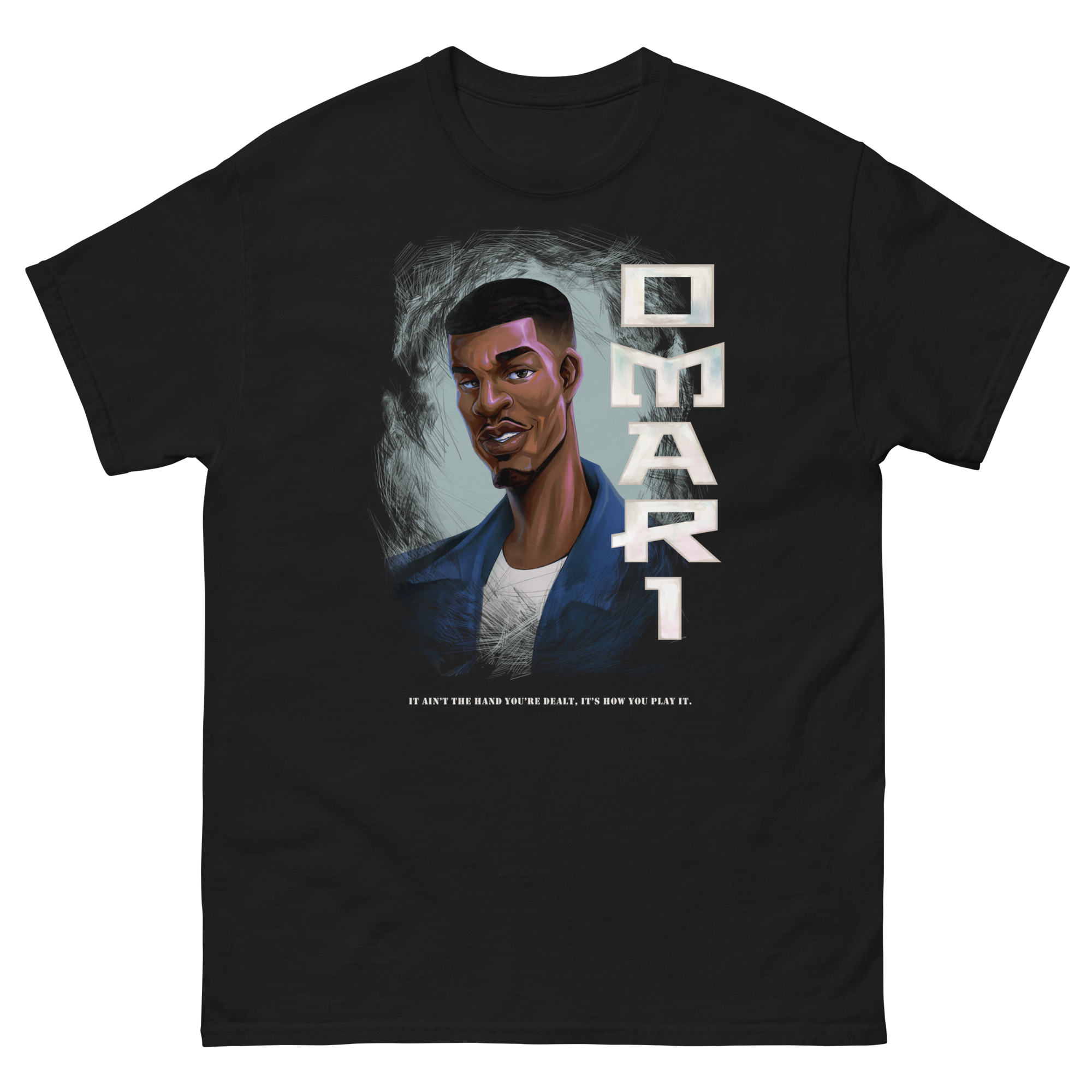 Double Smooth "Omari" WHT letters Unisex classic tee