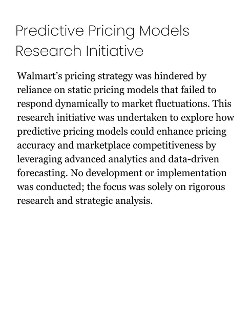 Predictive Pricing Models Research Initiative