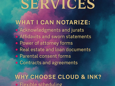 Now Offering Notary Services Through Cloud & Ink — Reliable, Local, and Professional