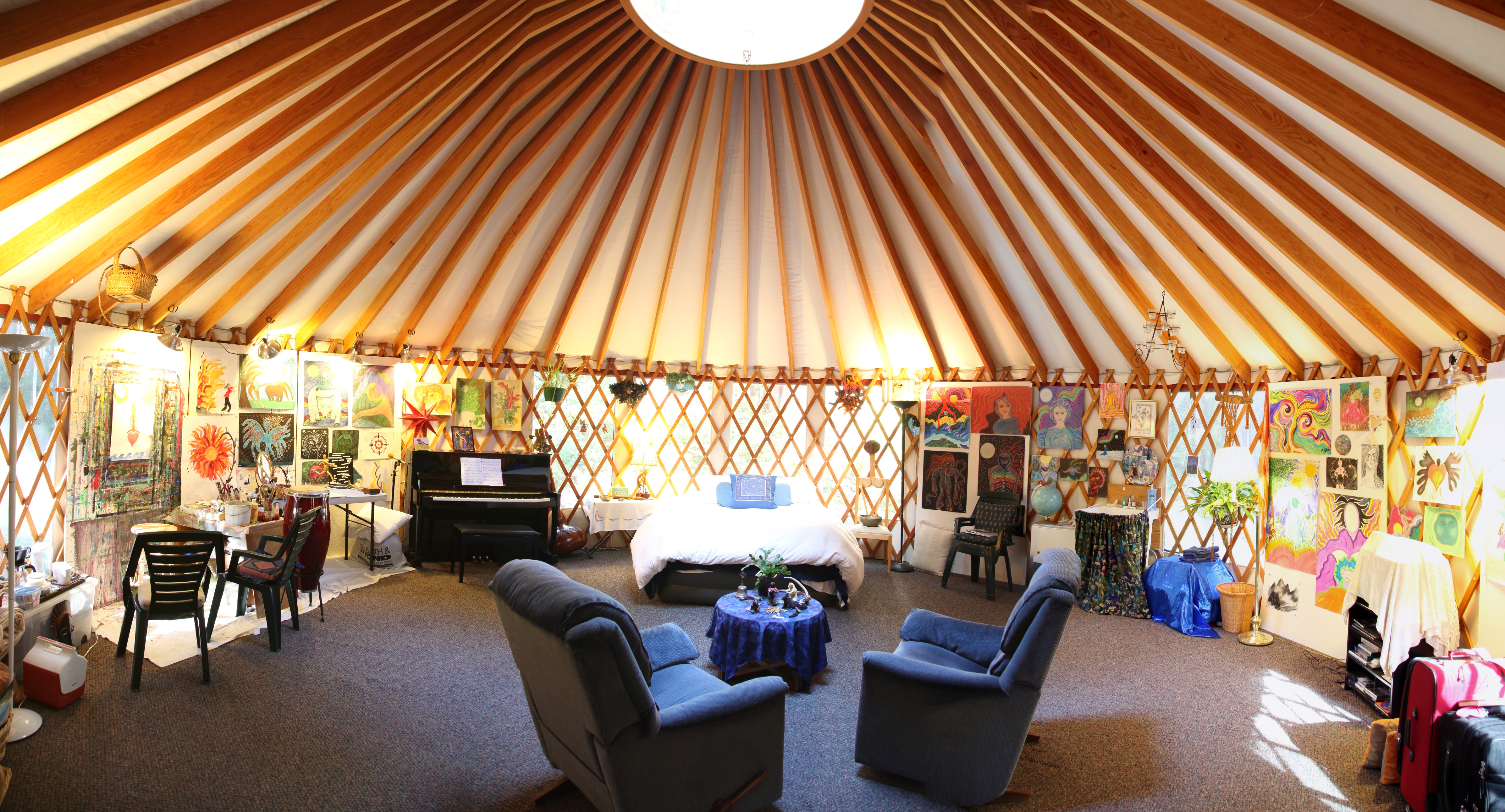 Inside the yurt