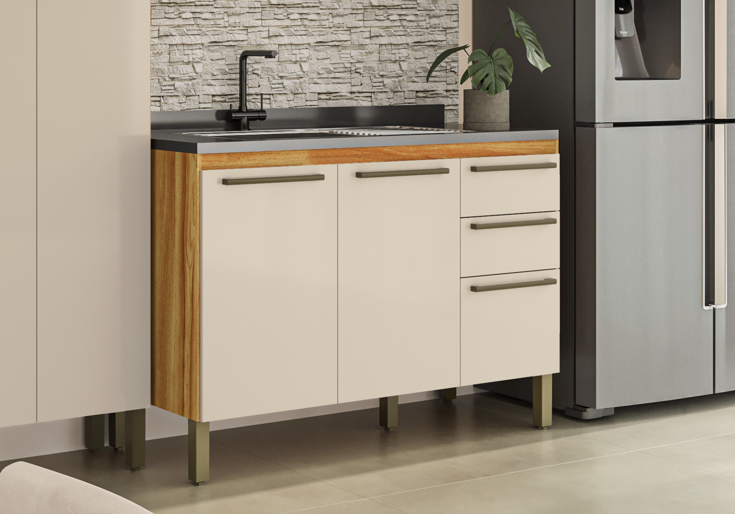 Balcão para Pia 120 cm Napoli Prime, 100% MDF - Ronipa