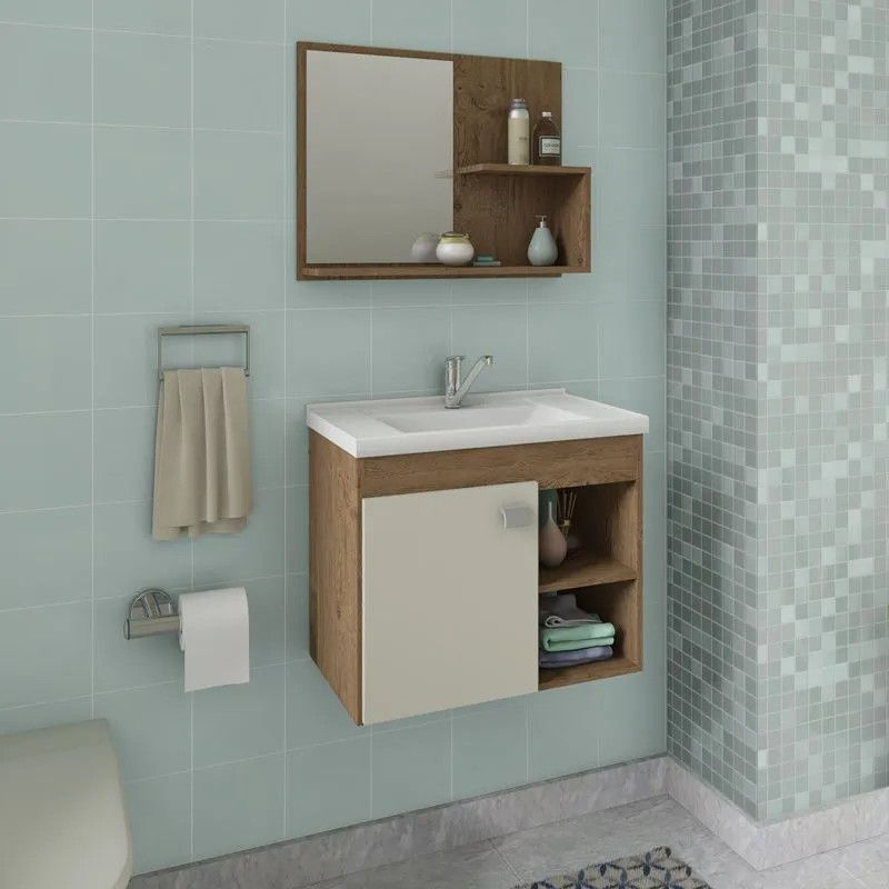 Gabinete Banheiro com Pia e Espelheira Lótus - Mgm Móveis