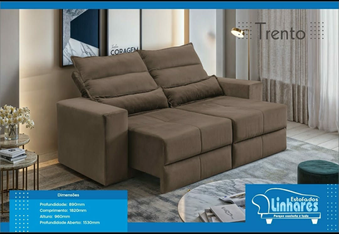 Sofá Retrátil e Reclinável Trento, Assento com Molas - Estofados Linhares