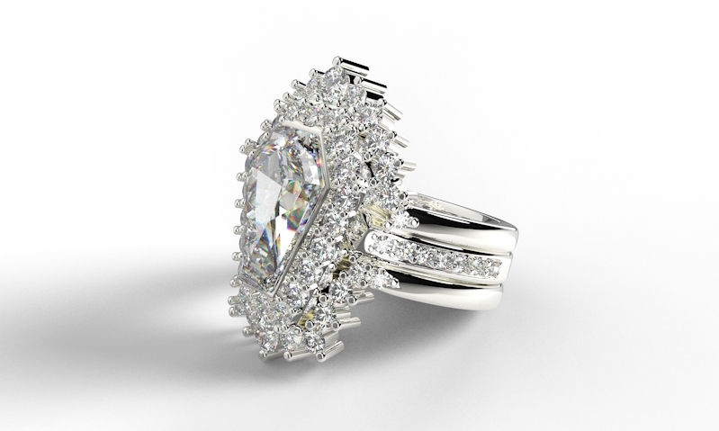 Thumbnail: 3ct Bezel Eternity Halo Ring Set