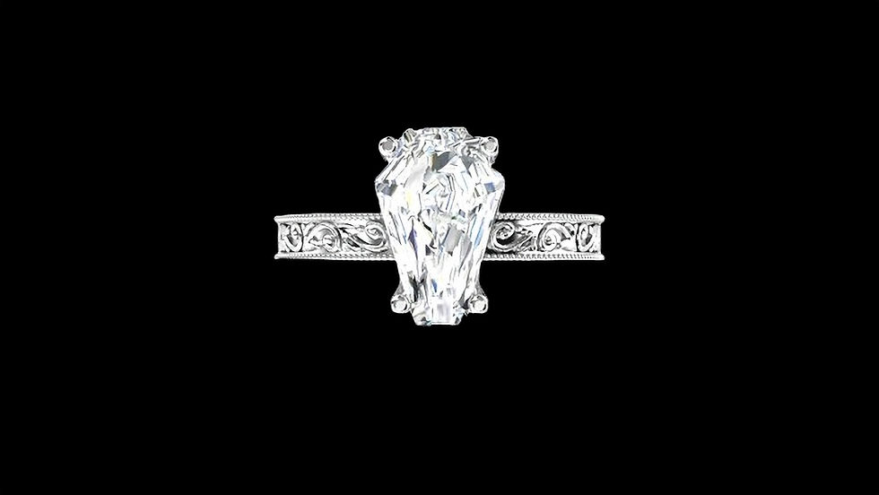 3ct Engraved Scroll Solitaire Ring