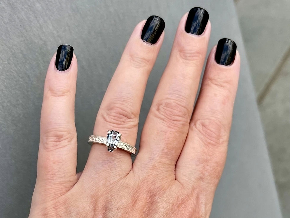 Thumbnail: 2ct Engraved Scroll Solitaire Ring