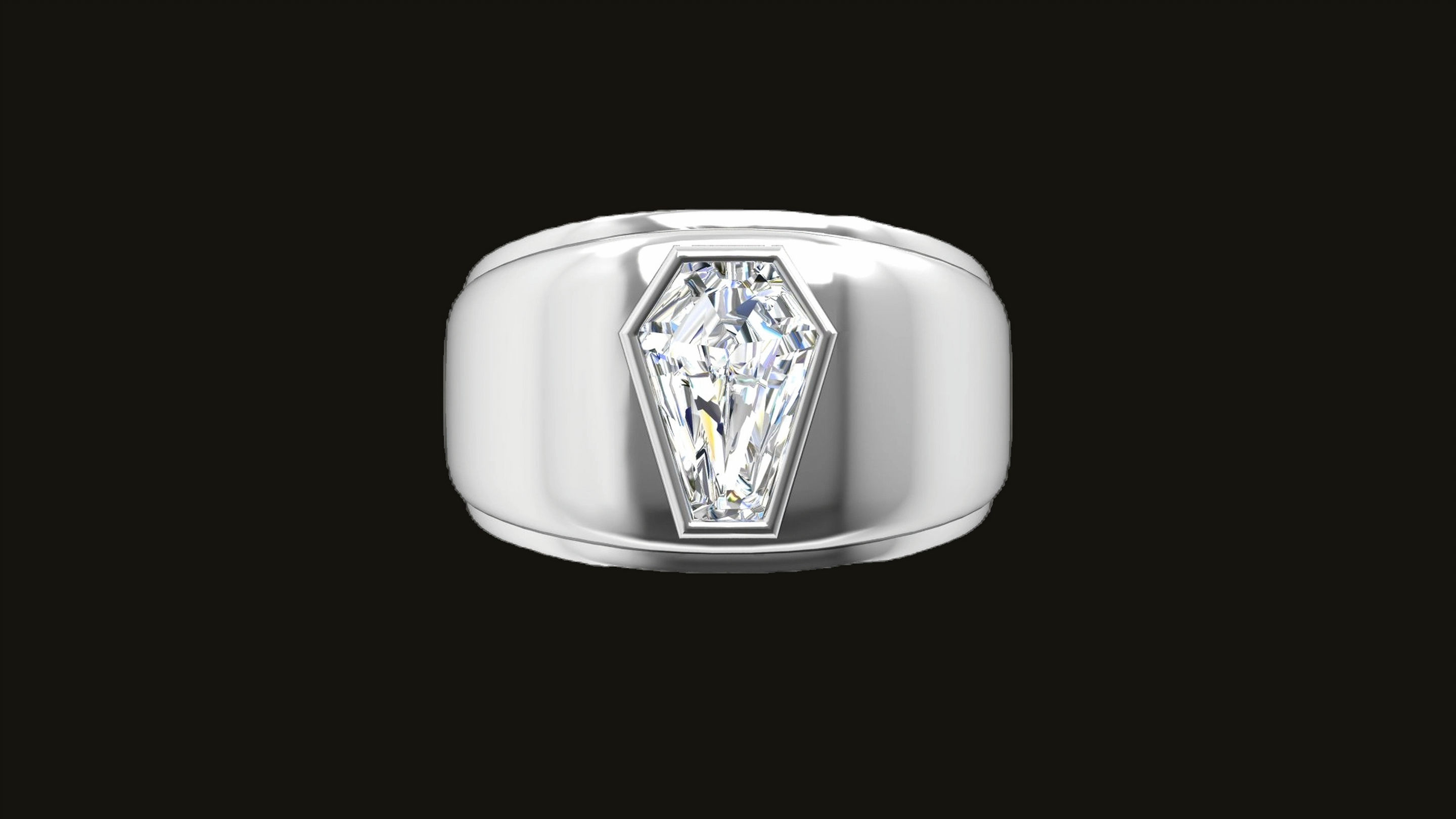 2ct Men's Bezel Solitaire Ring