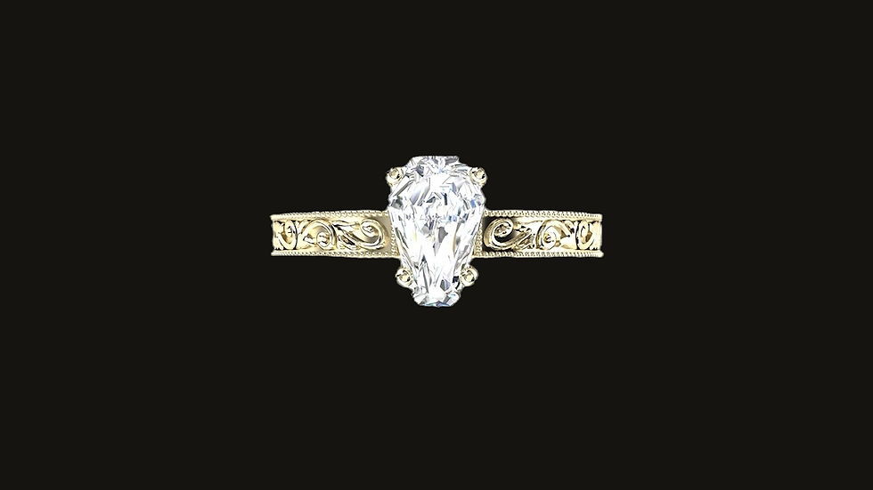 2ct Engraved Scroll Solitaire Ring