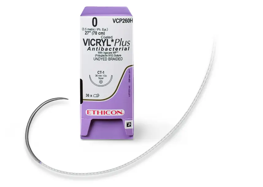 white vicryl stitches