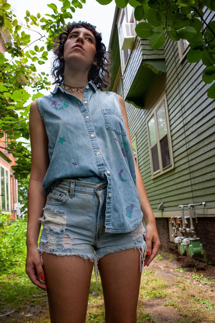 Thumbnail: WEARS-Denim Space Printed Top - M