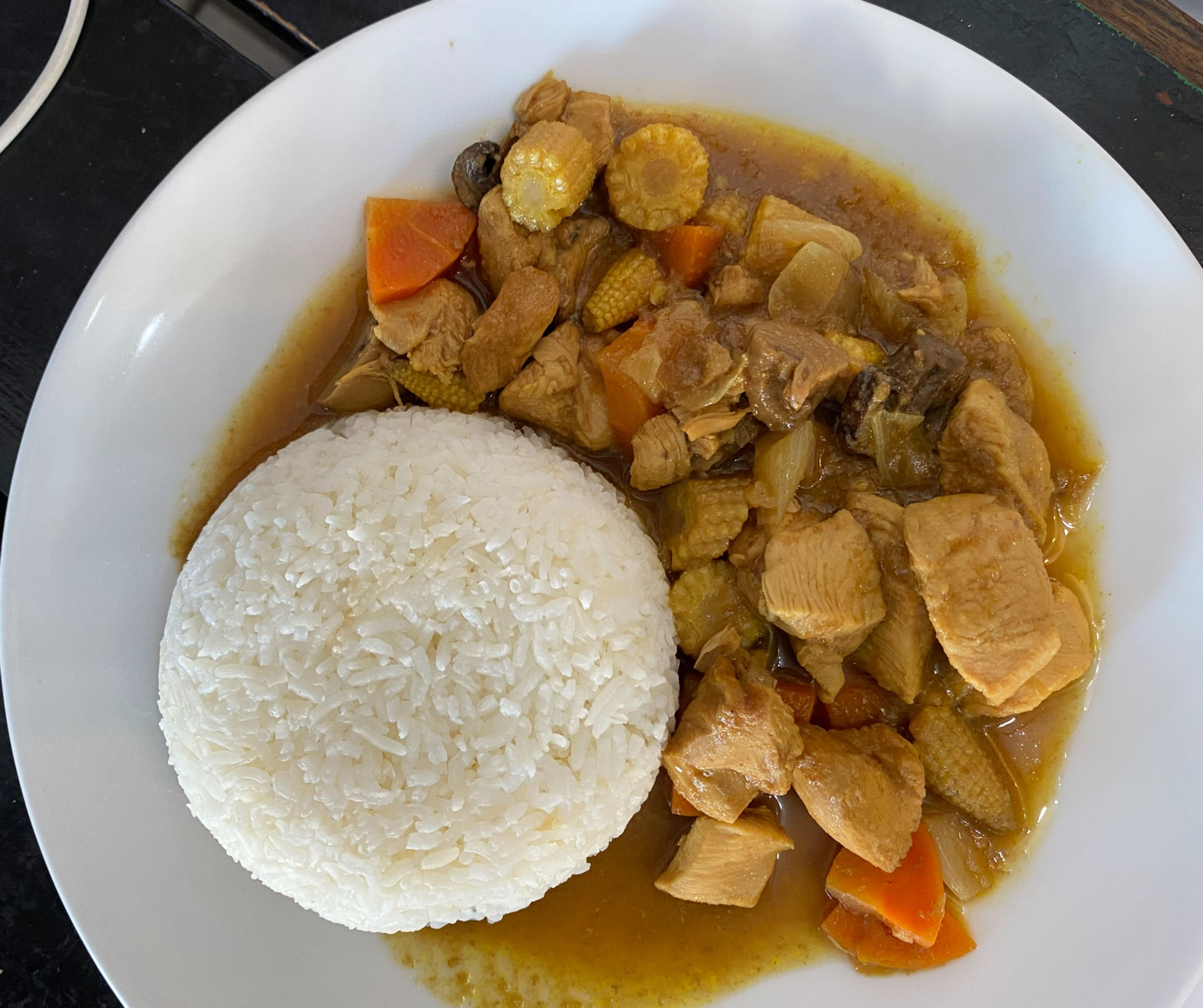 Chicken Japanese Curry best served with white rice and vegetables