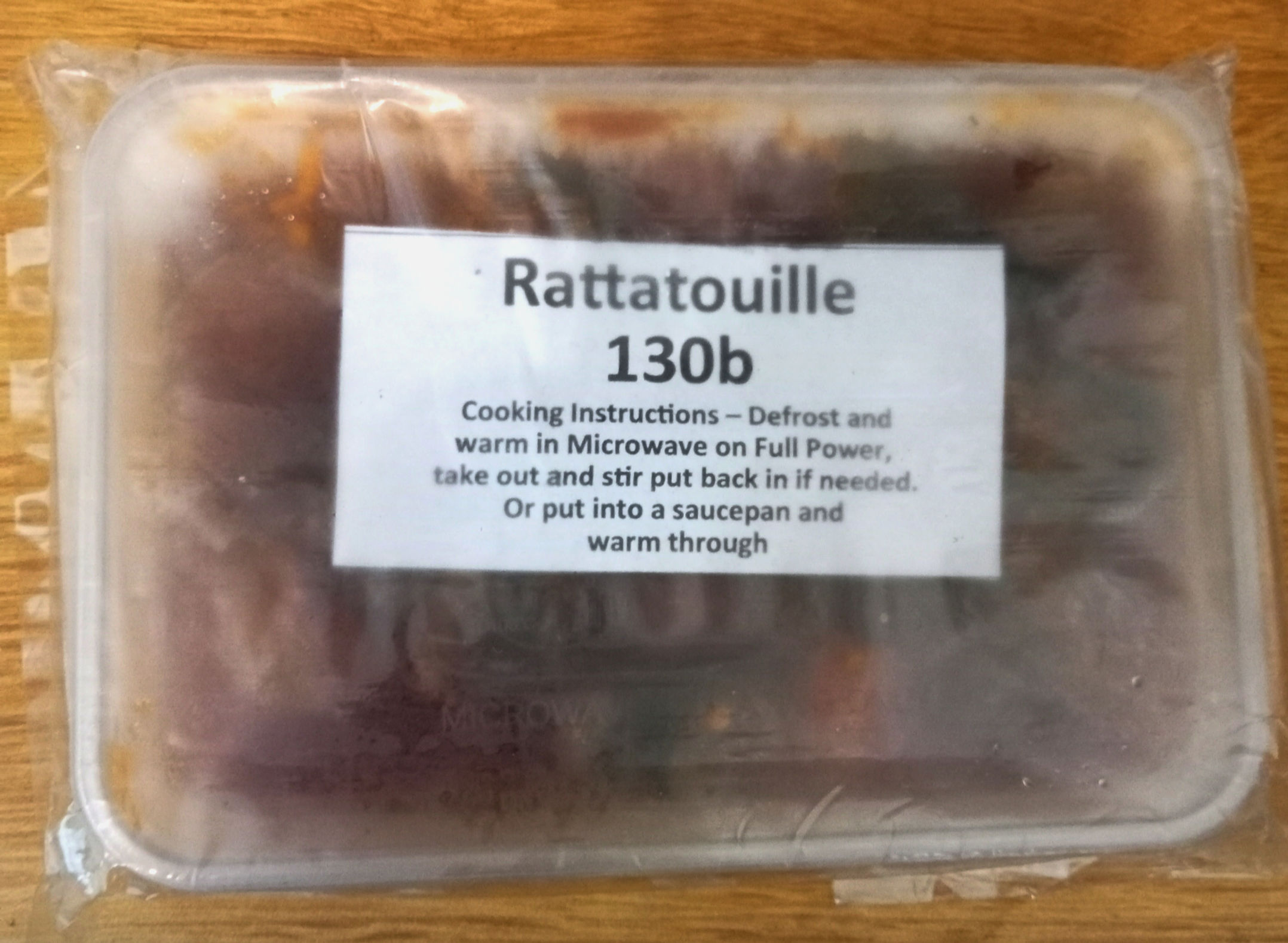 Rattatouille 130baht with cooking instructions