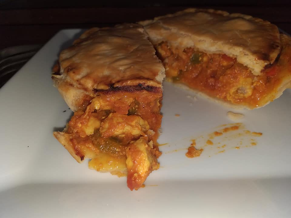 Chicken Balti Pie with a rich curry filling
